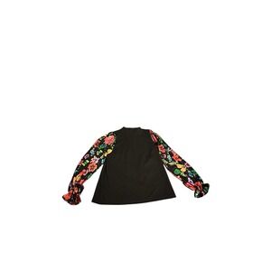 SAINT + SOFIA Penny puff long  sleeve-black pop floral burnout Women size‎ 6